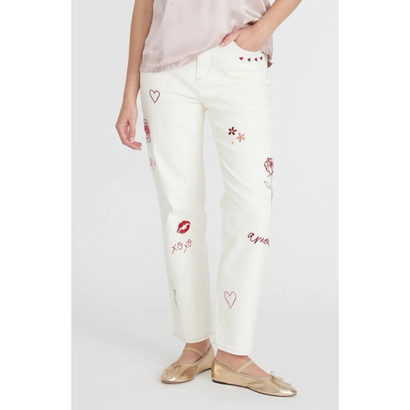 Driftwood Denim - NWT Driftwood Royce x Love Notes Straight Leg Jeans Women’s 26 Heart Valentine